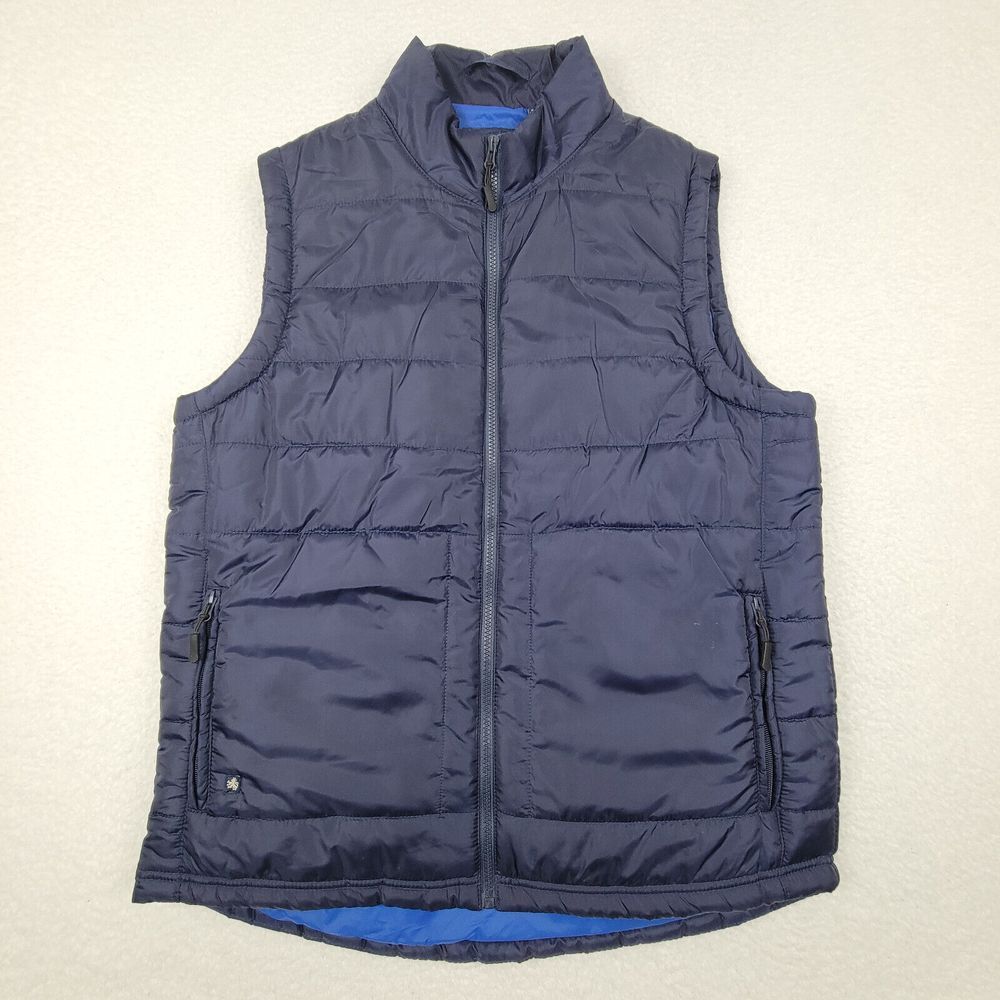 Nat Nast Full Zip Puffer Vest Mens Large L‎ Blues Pockets